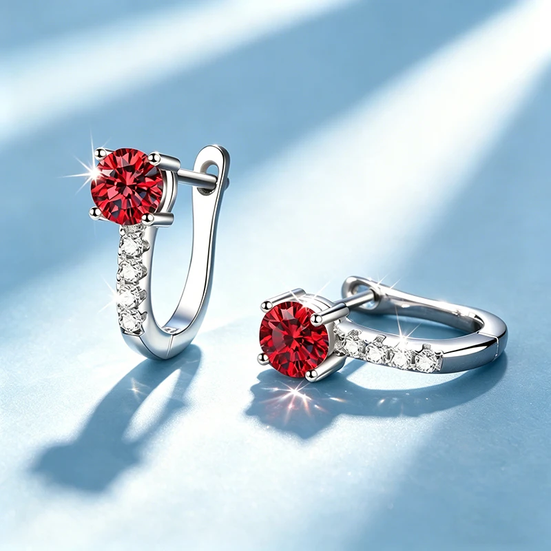 U-shaped GRA Moissanite Stud Earrings Pass Diamond Tester Earrings for Women Simple and Fashionable Sterling Silver Ear Studs