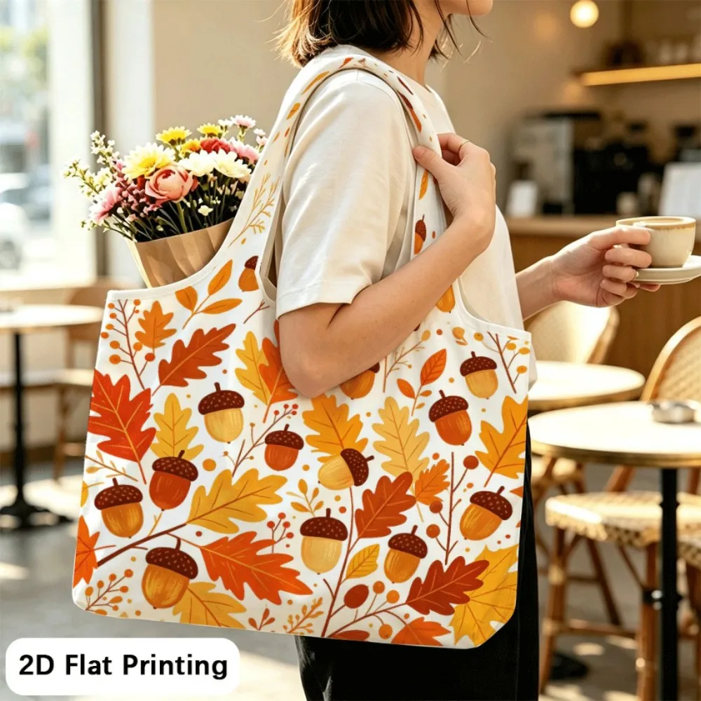 Autumn Acorn Light foldable shoulder tote, ideal for students, shopping and short trips.