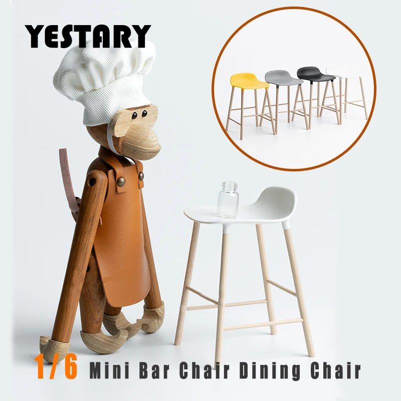 

YESTARY Miniature Dollhouse Furniture Wooden Dining Chair 1/6 Doll House Accessories Wooden Furniture Bar Chair For Blythe Dolls