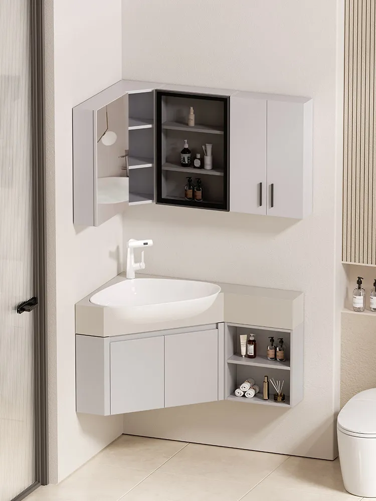 Corner bathroom cabinet combination big belly basin triangular washstand special-shaped washbasin washbasin cabinet