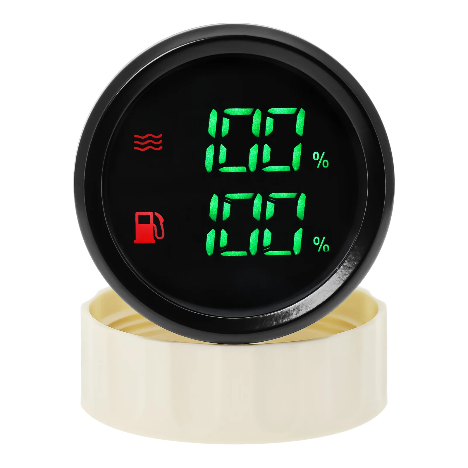 Dual Digital 52mm Gauge Fuel Level Gauge + Water  Level Gauge with Alarm Light 240-33Ohm Fuel Level Sensor for Auto Car Boat