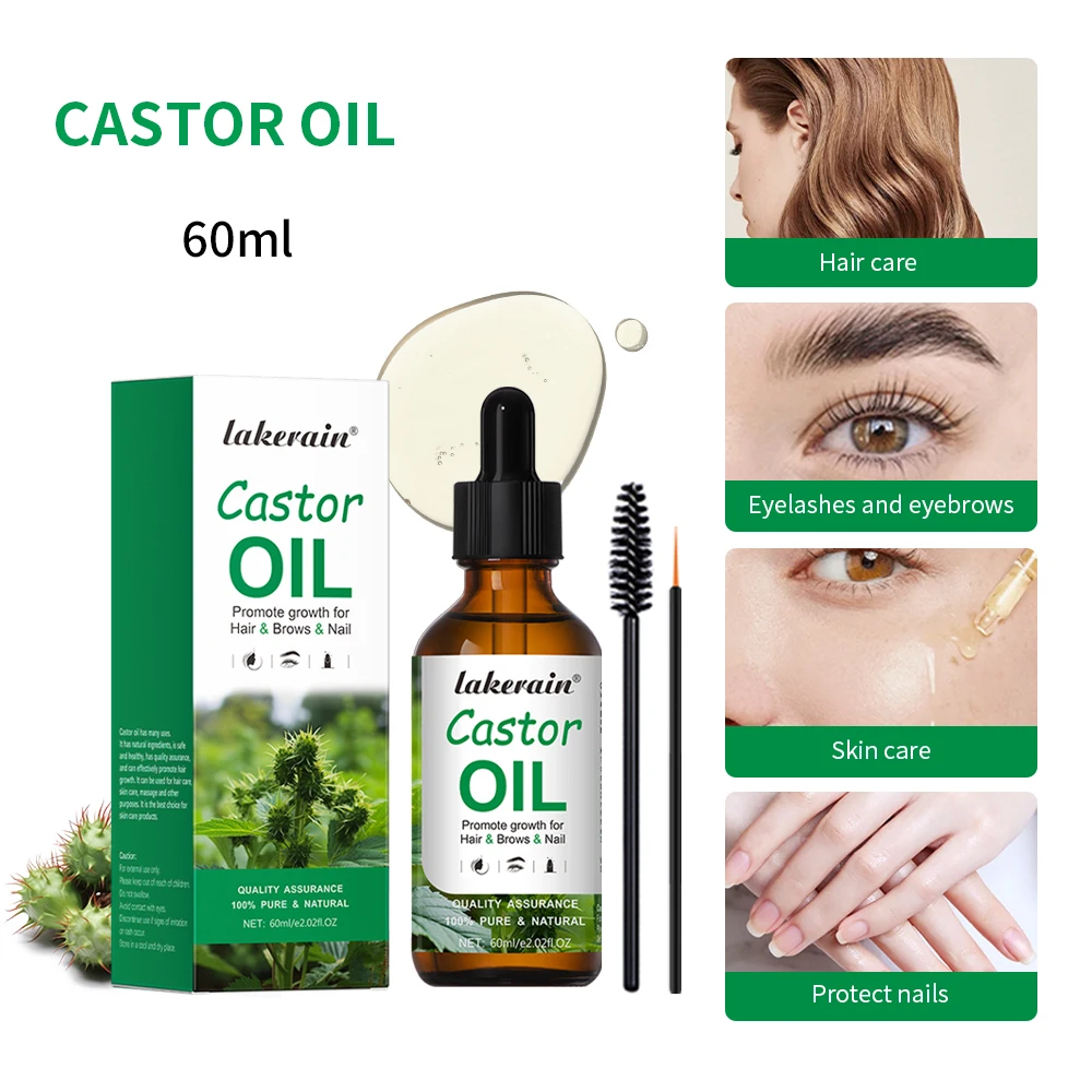 60ml Hair Eye Lashes Eyebrow Moisturizing Massage Oil for Aromatherapy Castor Oil 100% Pure Stimulate Growth For Skin Care