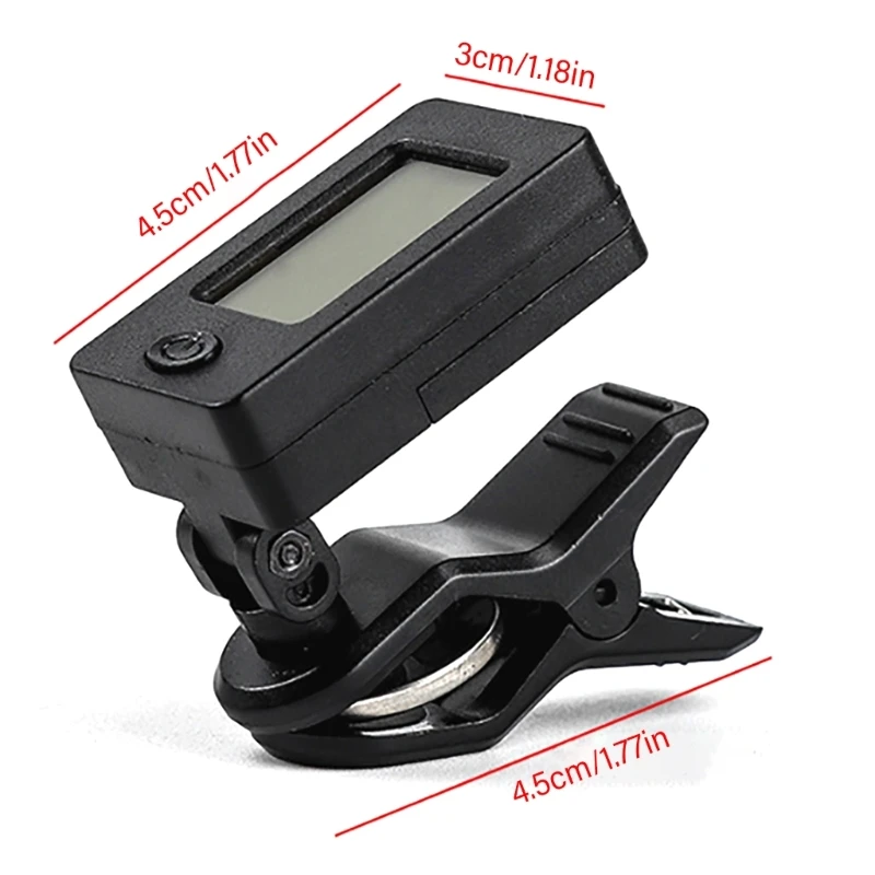 Digital Guitar Tuner with LCD Display, Clip On Tuner for Bass Ukuleles, Precise Tuning, Stringed Instrument