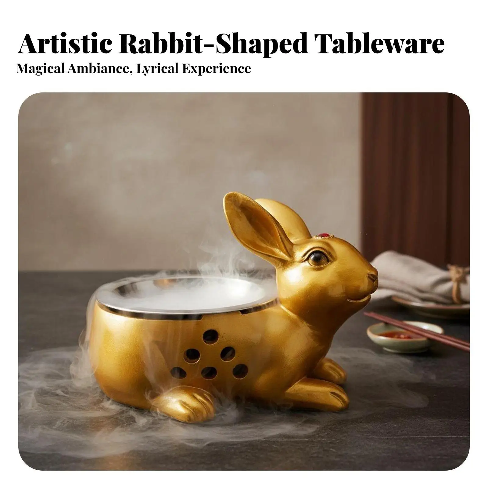 Hare Shaped Serving Bowl High-End Tableware Creative Dry Chilled Bowl Heating Function Hot Pot Serving Vessel for Restaurants,