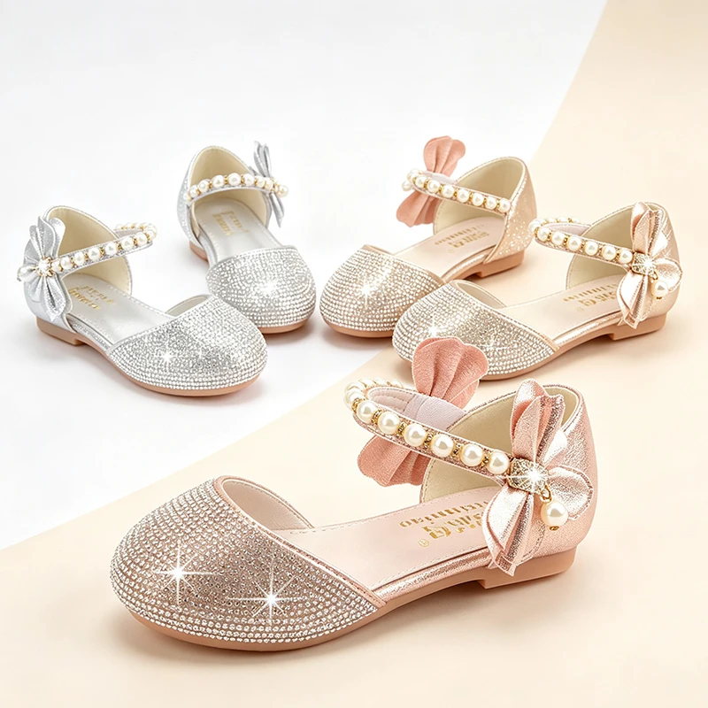 Sparkly Crystal Rhinestone Glitter Princess Flower Girl Shoes Pageant Children's Wedding Bridesmaid Birthday Party Formal Sandal