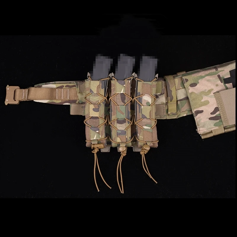 Tactical Tiger Type Long Triple Magazine Pouch Quick Pull Pistol Molle Mag Bag for .40 .45 MP5 MP7 MP9 MP10 MPX Gear view 5