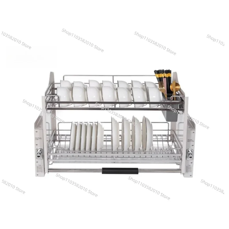 

Stainless Steel Pull Down Spice Rack, Soft Close Kitchen Cabinet Organizer Lifting Storage Basket