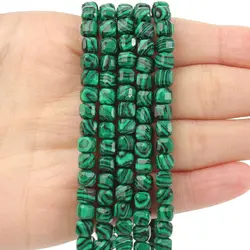 5mm Natural Stone Beads Green Malachite Charm Faceted Square Loose Beads For Jewelry Making Needlework Bracelet Diy Strand
