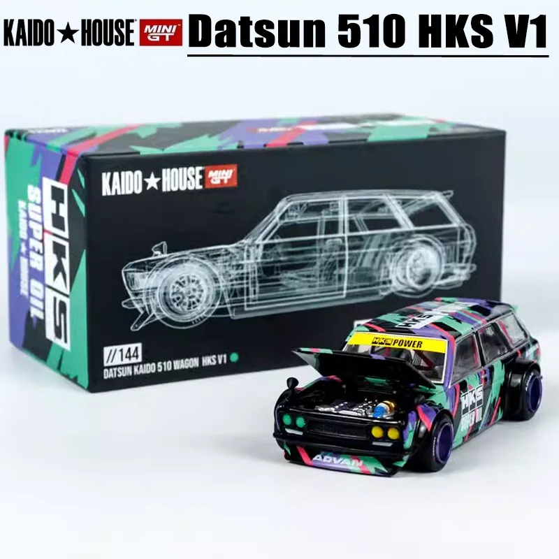 KAIDO HOUSExMINIGT 1/64 Datsun 510 HKS V1 vehículo de juguete de aleación Diecast Metal modelo regalo