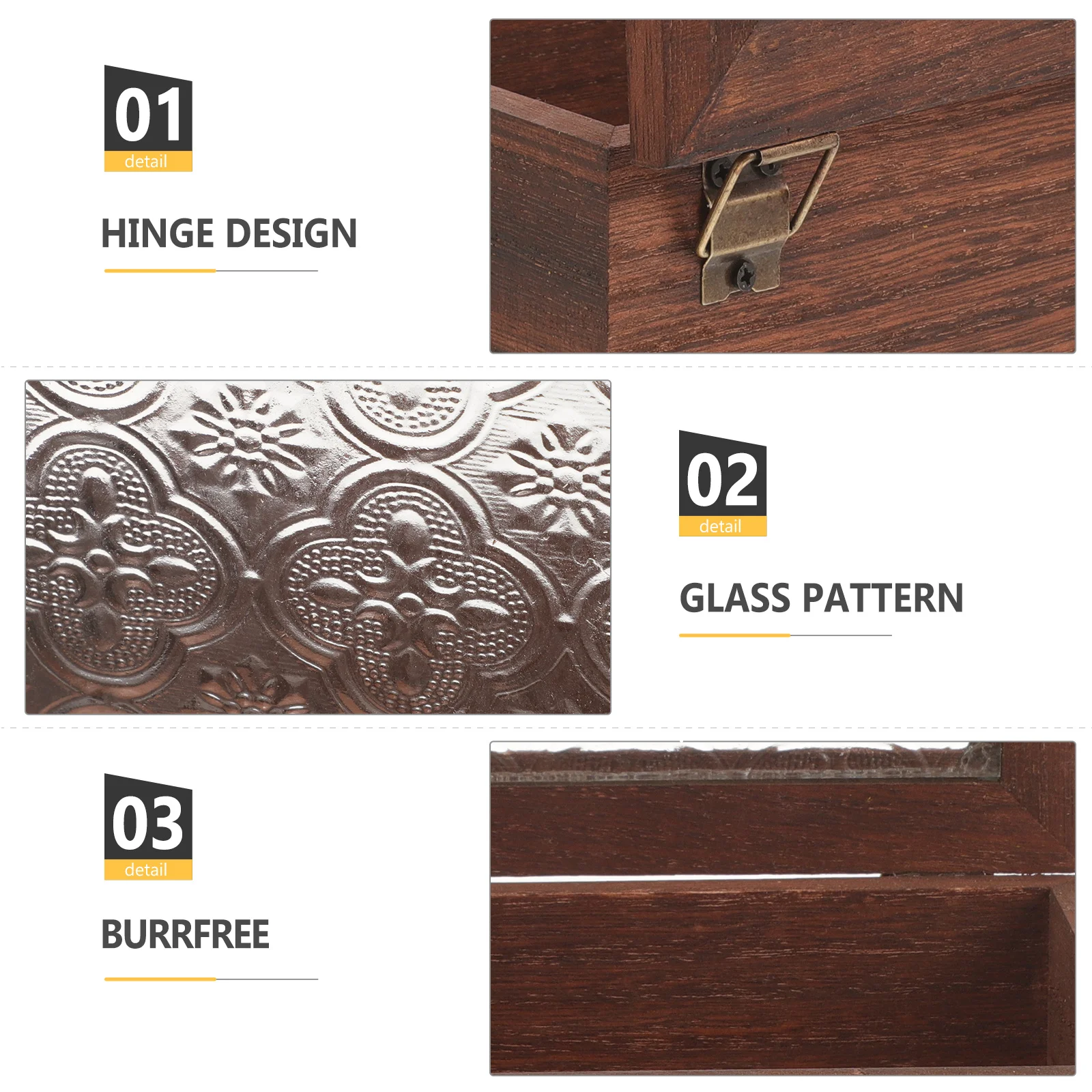 

Retro Wooden Jewelry Organizer Box Clear Lid Trinket Case Style Storage for Accessories Decor Gift Jewelry Box