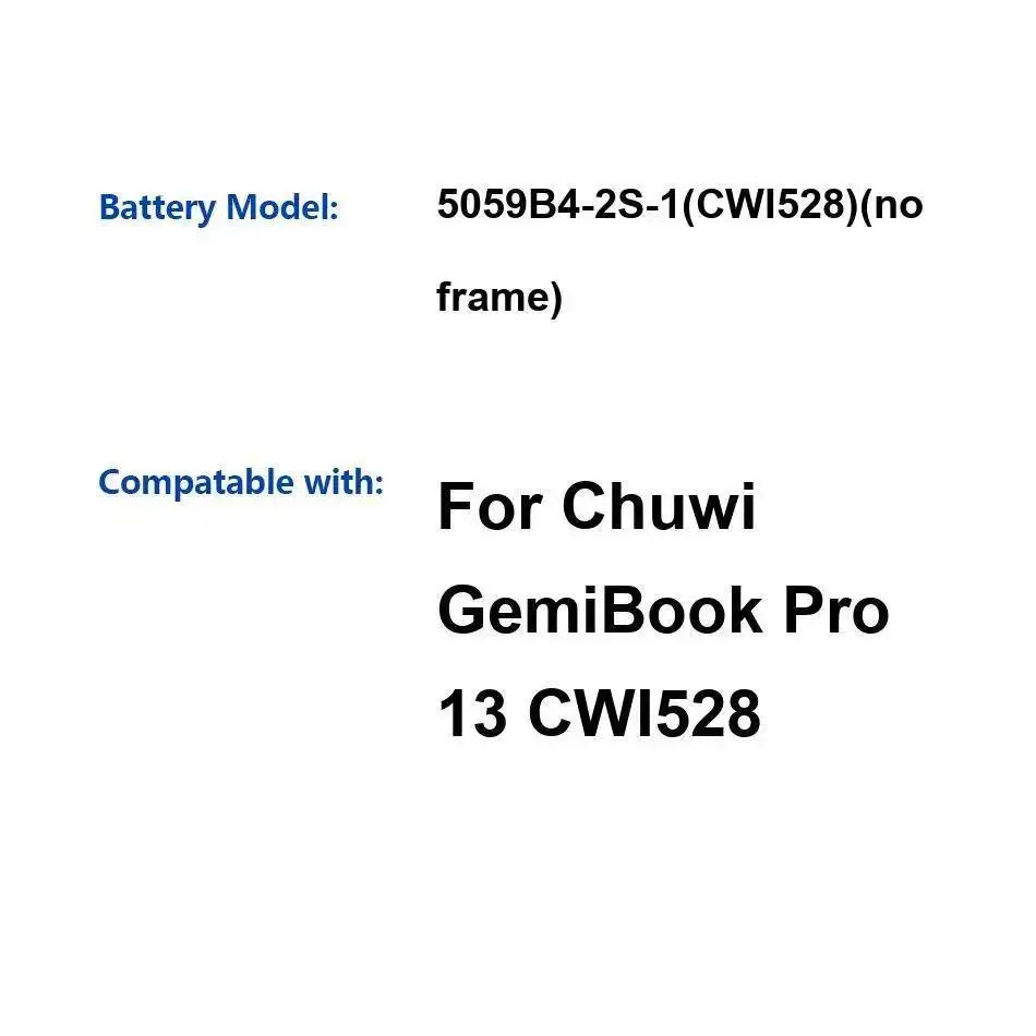 

Laptop Battery Lightweight 5000Mah For Chuwi Gemibook Pro 13 CWI528 5059B4-2S-1 NO Frame