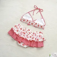 Japanese Sweet Kawaii Summer Beach 2 Piece Sets Y2k Aesthetic Fashion Fruit Print Ruffle Bikinis Set Bow Appliques Punk Clothes - Image 3