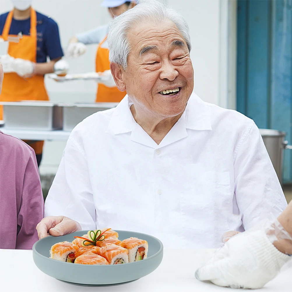 

2 Pcs Spill-proof Dinner Plates Adaptive Round Scoop Dish Elder Silica Gel Utensils Elderly