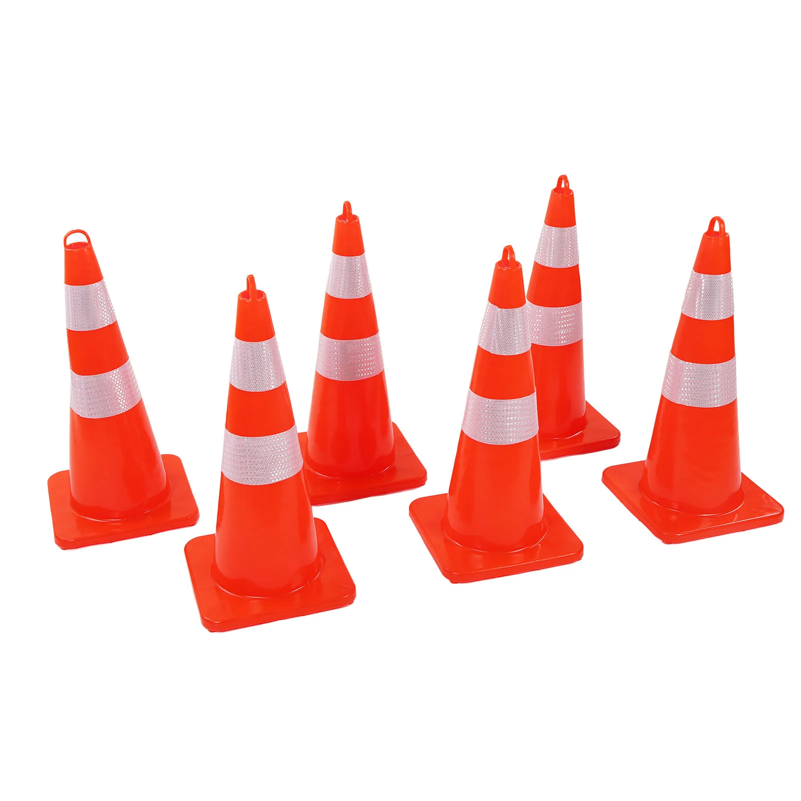 6Pcs Traffic Cones Weather Resistant Reflective Square Base Road Cones for Parking Lot Camping