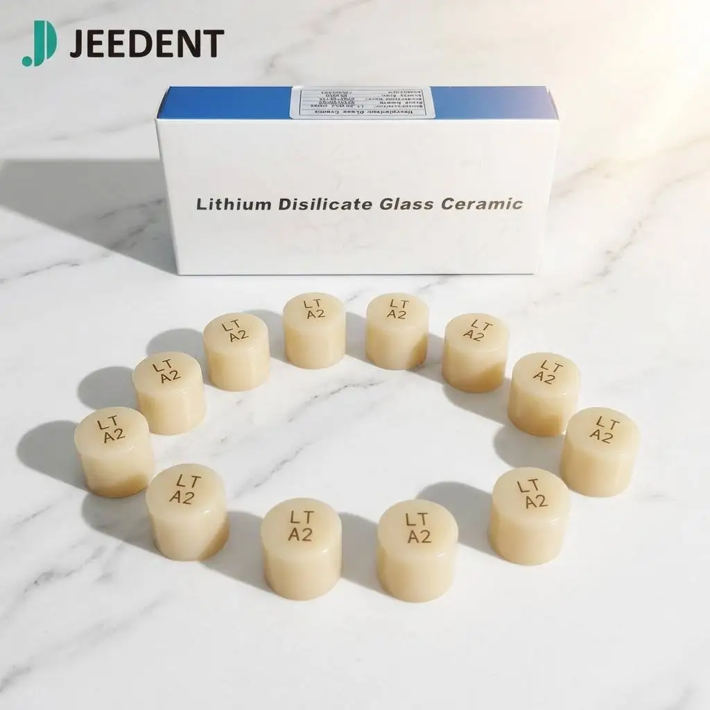 10pcs/box Dental Lithium Disilicate Press Ingots HT LT Glass Ceramic Blocks for Aesthetic Veneer Restoration