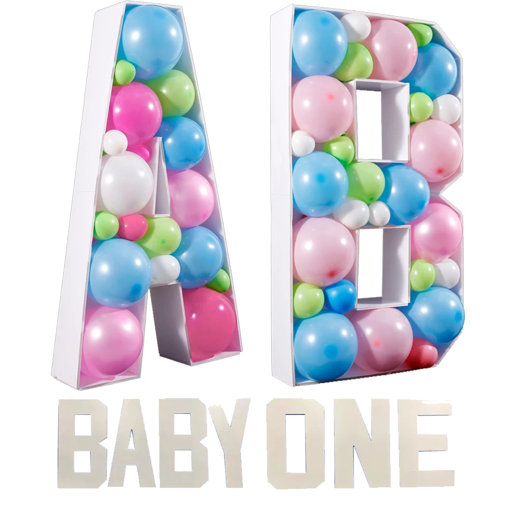 

78cm Giant Letter Balloons Filling Box Large BABY ONE DIY Balloons Frame Birthday Party Baby Shower Anniversary Home Decorations