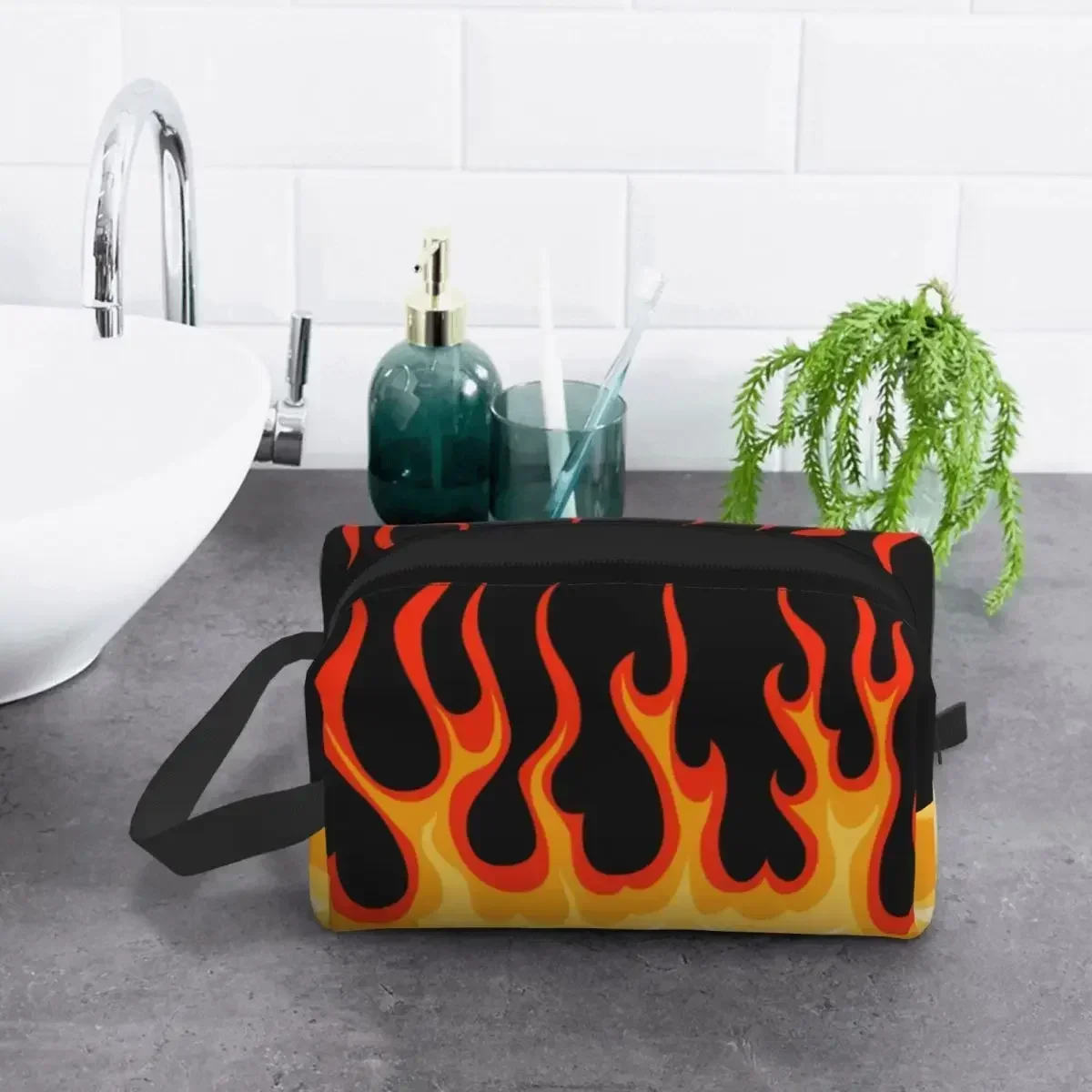 

Flames Cosmetic Bag Women Kawaii Big Capacity Hot Makeup Case Beauty Storage Toiletry Bags