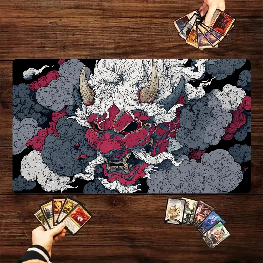 

Японский игровой коврик для мыши с маской Ханья Они, большой расширенный настольный коврик с гладкой нескользящей основой для декора стола аниме-геймера