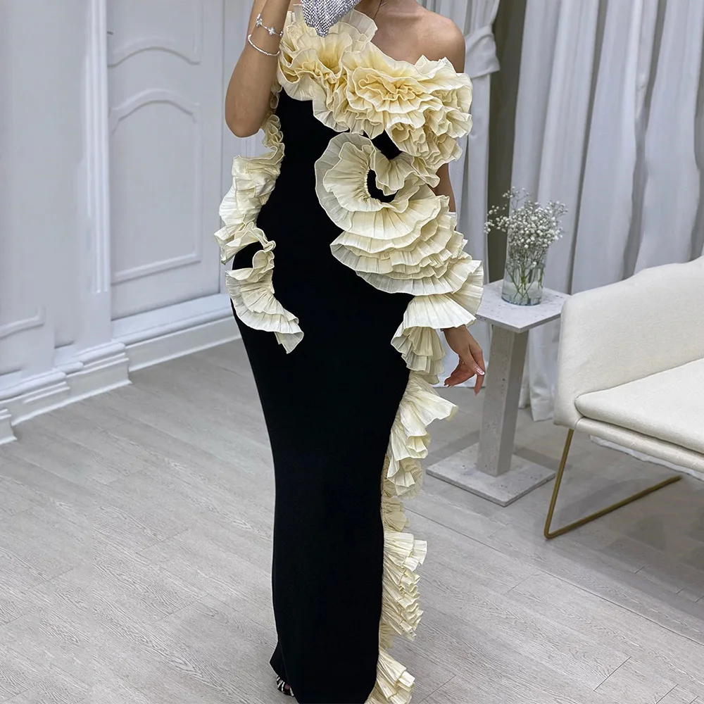 Customized Exquisite Prom Gown Sleeveless Backless Patchwork فساتين سهرة فخمه Evening Party Dresses Scalloped Celebrity Banquet 