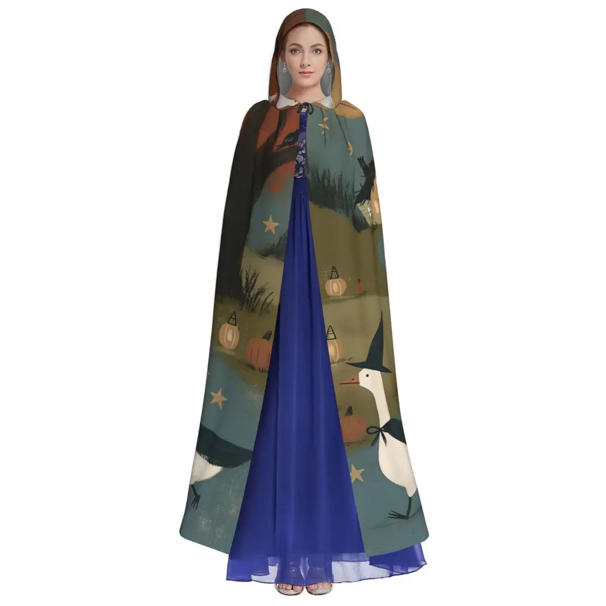 Spooky Goose Halloween Unique Cosplay Cloak Witch Hooded Cape for Aldult