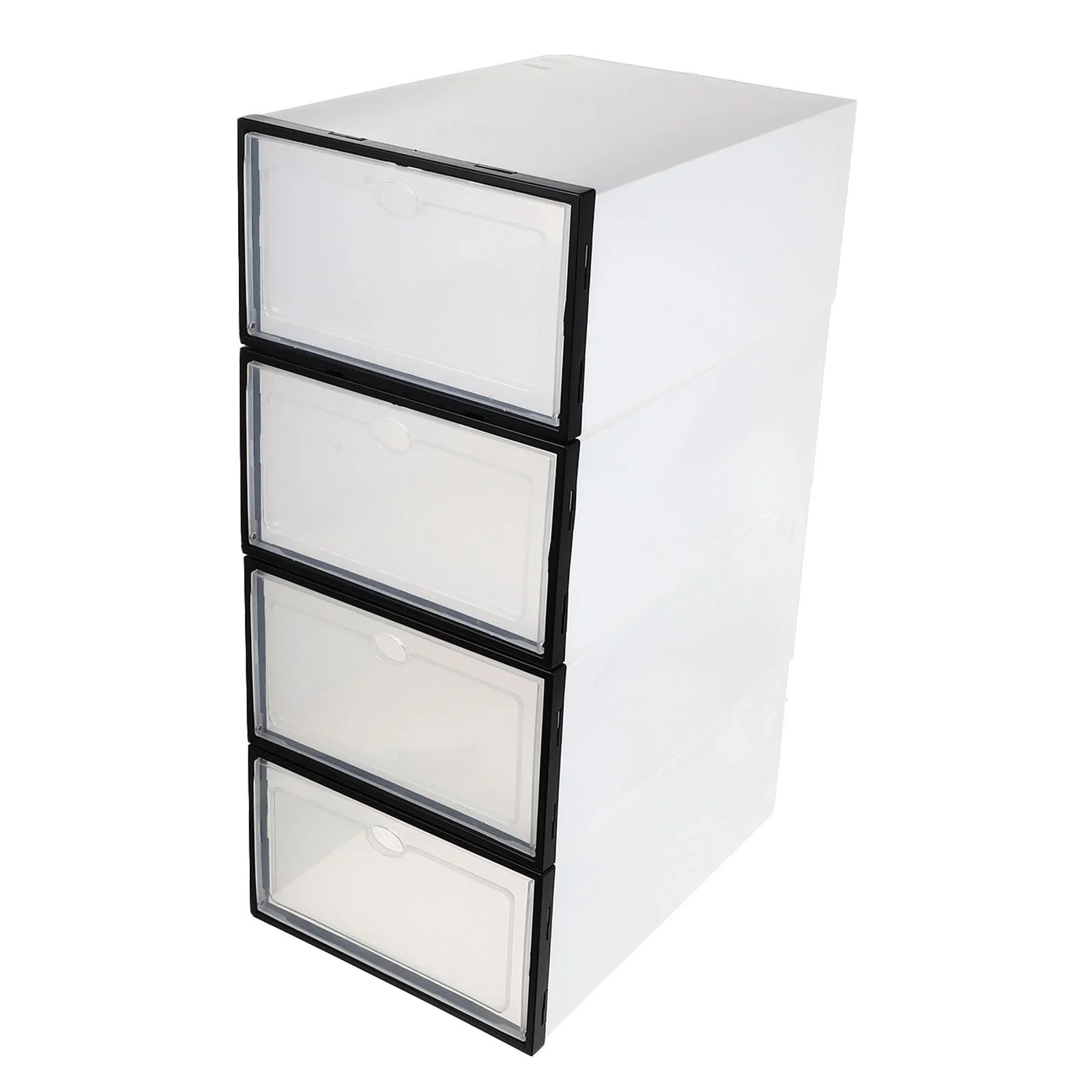

4 Pcs Clear Thickened Plastic Shoe Box Storage Bins Home ganizer Waterproof Dustproof Container White Black Frame Shoes Solution