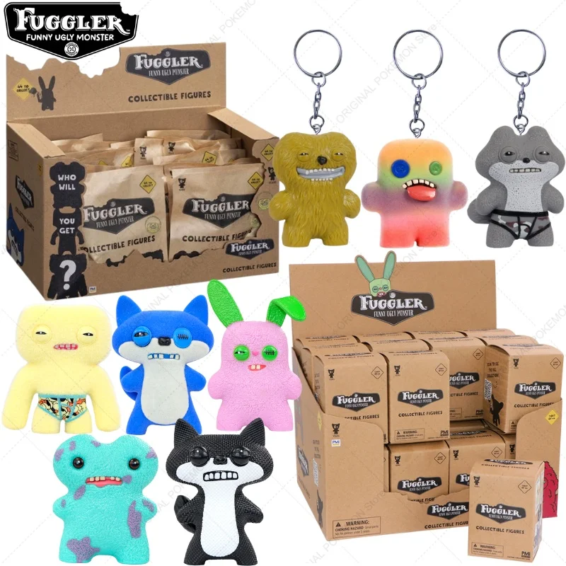 الأصلي Fuggler مضحك القبيح الأسنان الوحش صندوق أعمى الشكل اللعب Kawaii Fugglers أنيمي عمل تمثال سلاسل المفاتيح نموذج الدمى هدية