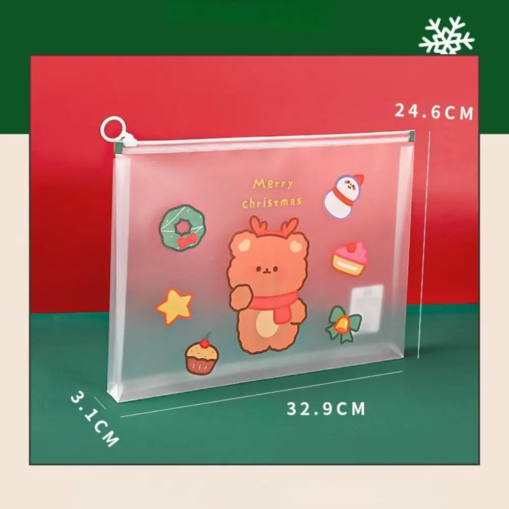 Transparent School Stationery Pencil Case Test Paper Snowman Information Pack File Folder Documents Filling Bag PP File Bag