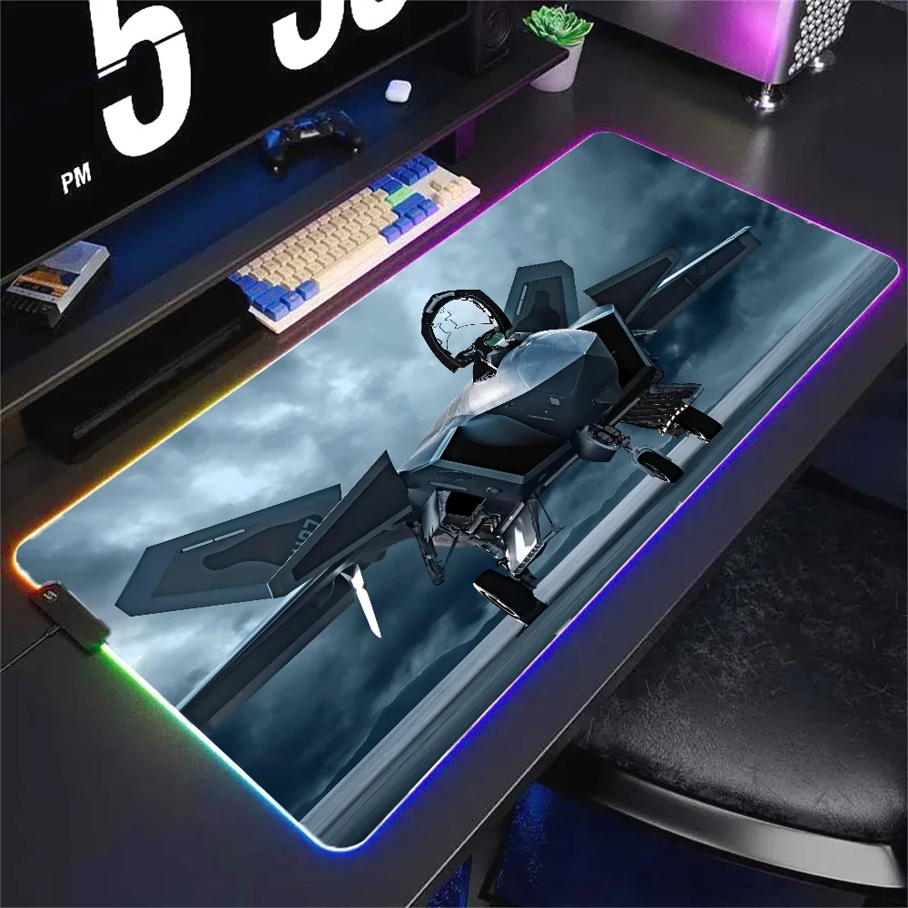 Cool Air Force Plane  Mousepad XXL RGB Gaming Mouse Pads HD Black Gamer Accessories Large LED