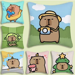 Pillow Covers Cartoon Capybara Sofa Decorative Home Double-sided Printing Short Plush Cute Cushion Cover