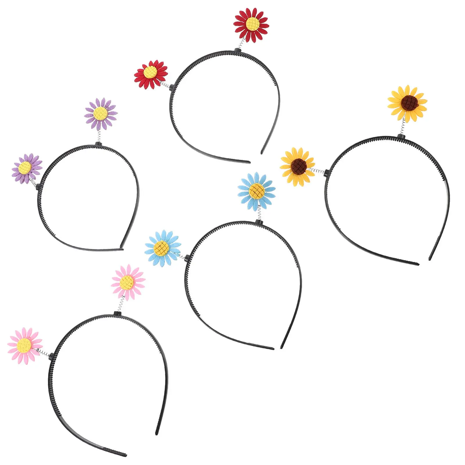 

5Pcs Spring Hair Hoop Set Party Hair Hoop Sunflower Flower Headband Elastic Lightweight Safe Fabric Headdress for