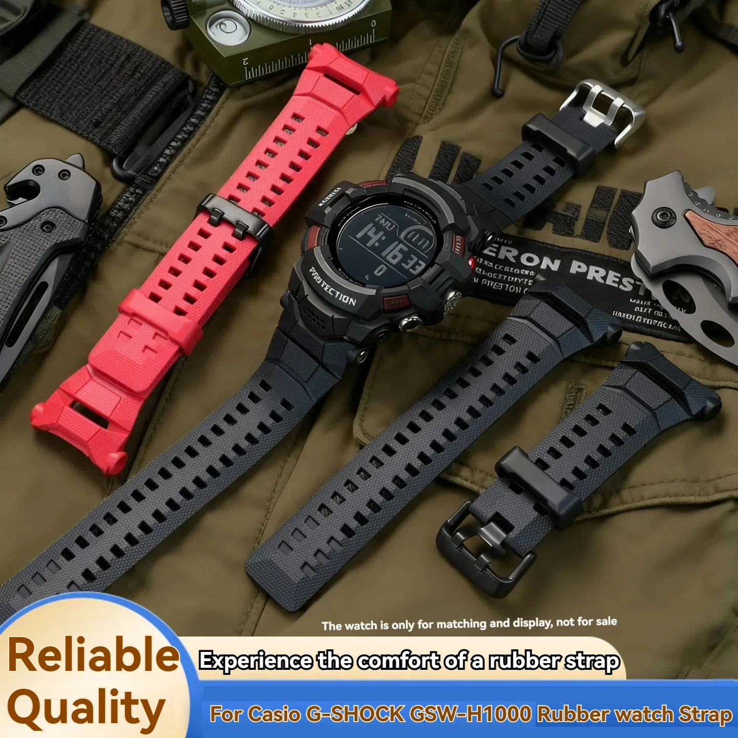 

Водонепроницаемый спортивный силиконовый ремешок для часов Casio G-shock GSW-H1000-1A, черный, красный, резиновый ремешок для часов gsw-h1000, мужской браслет из смолы