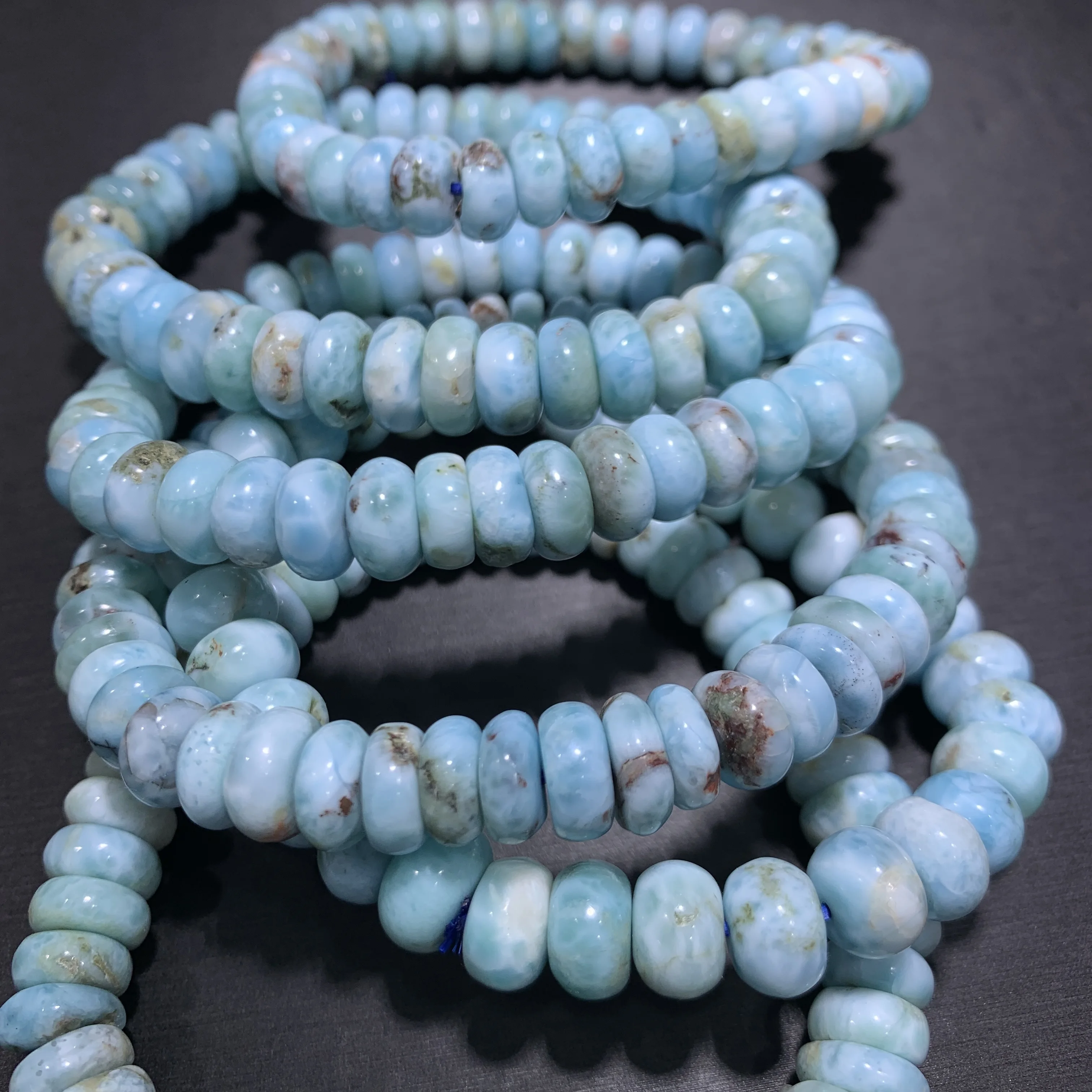 Natural Larimar Bracelet for Men Women Elastic Rope Jewelry 1pc