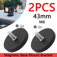 2pcs 43MM M6 Strong Neodymium Rubber Coated Magnets Threaded Studs Magnetic Magnet for Outdoor Work Light SUV light stand fixed