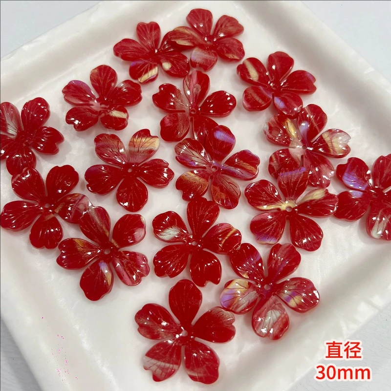 20Pcs/Lot New Creative 30MM Acetic Acid Sakura Flower Beads Torus Acrylic Resin Connectors Diy Hair Jewelry Making Accessories