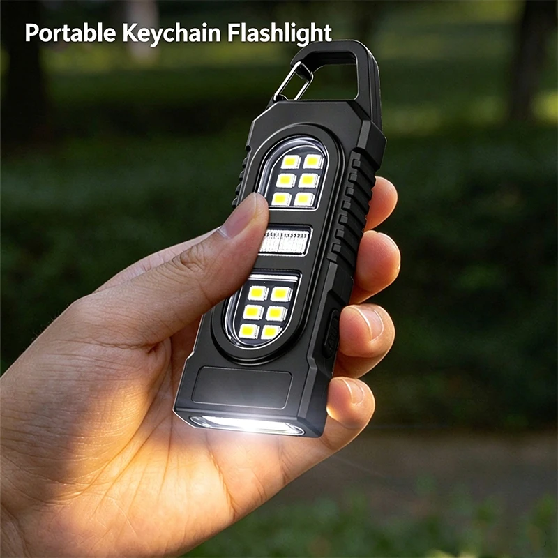 Mini Rechargeable COB Keychain Work Light Clip Flashlight Portable Pocket Light for Camping Fishing Repair Emergency