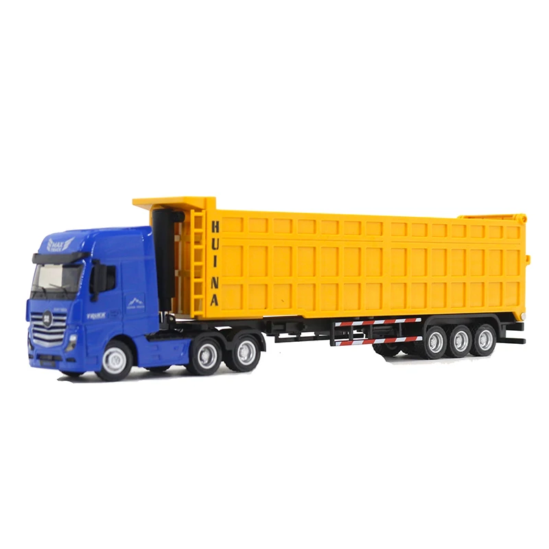 2024 Huina New Alloy Simulation Model Static 1:50 Toy Car Dump Truck Container Truck Engineering Car Boy'S Outdoor Toy Xmas Gift