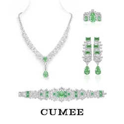CUMEE Fine Jewelry cultivated Palaiba color Gemstone Necklace 925 Sterling Silver gold-plated Necklace for Women MOM Gift