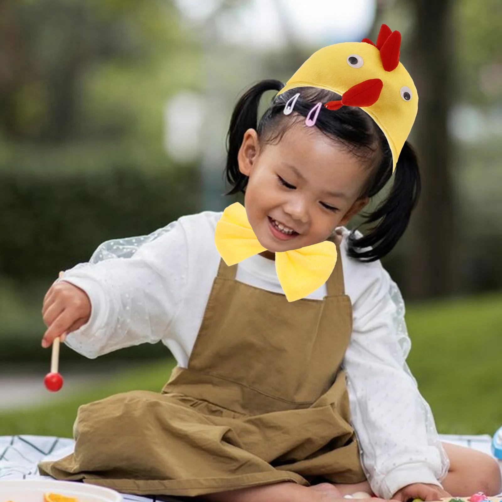 

Animal Headgear Chicken Fabric Costume Adult Cosplay Accessories Comfortable Wear Photo Props Chick Headdress Tail Decor