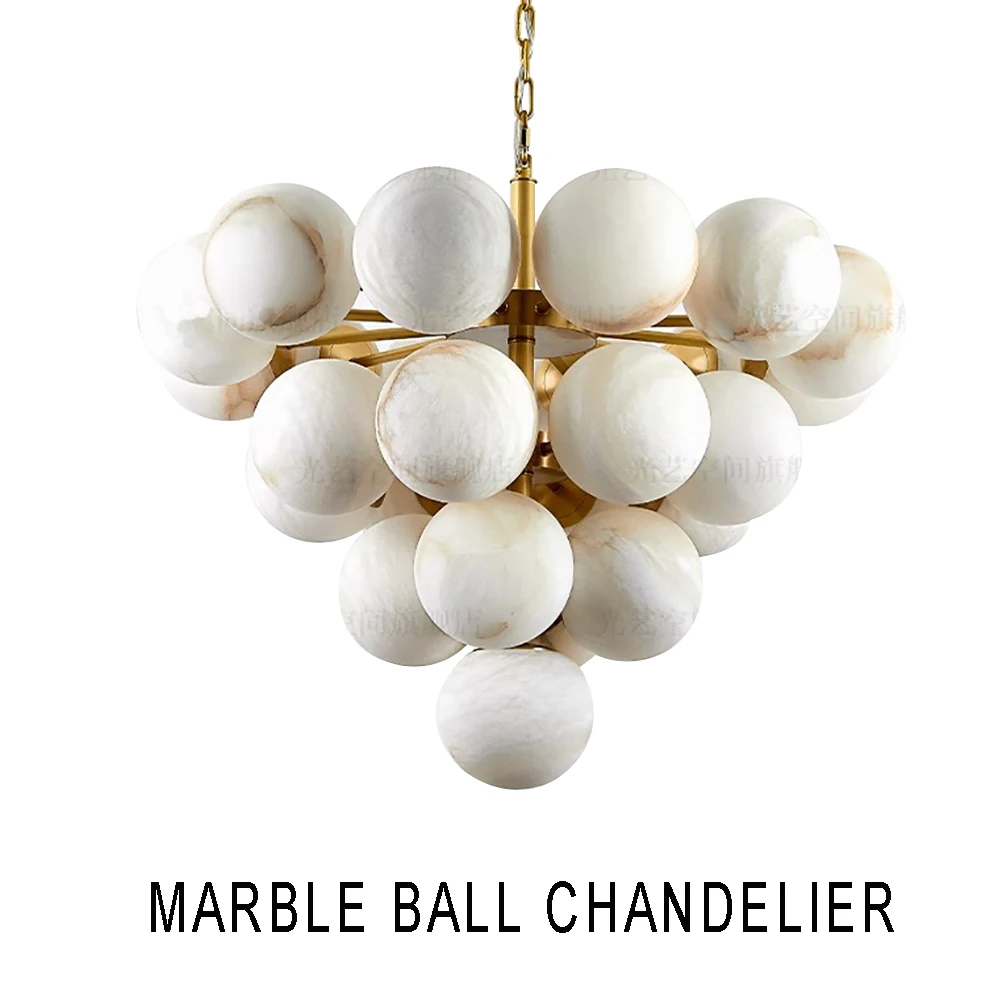 Large Hanging Lamps for Ceiling Luxury Top Multiple Spanish Marble Ball Big Chandeliers for Villa Hotel Decoration