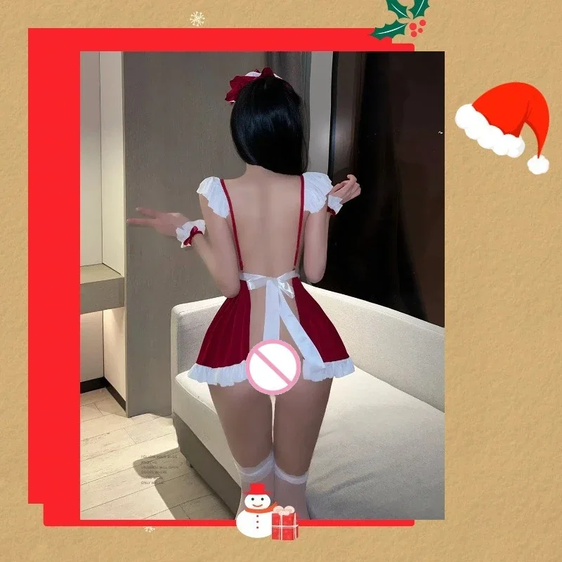 Nueva ropa interior erótica, tentación de coqueteo de medianoche, uniforme de sirvienta, juego de rol, conjunto de tentación, vestido Sexy de enfermera de Navidad