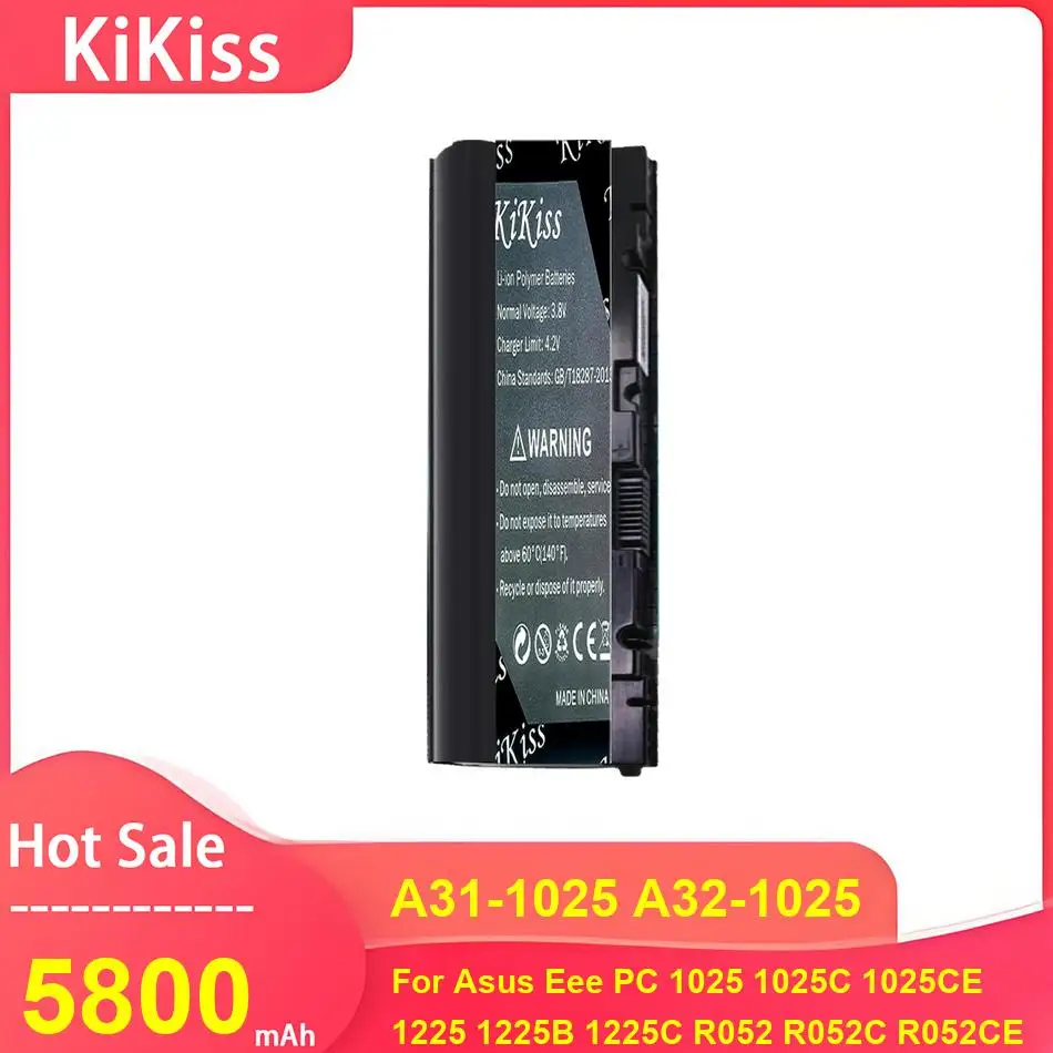 

KiKiss Laptop Battery For Asus Eee PC 1025 1025C 1025CE 1225 1225B 1225C R052 R052C R052CE ,A31-1025 A32-1025 5800mAh Batteries