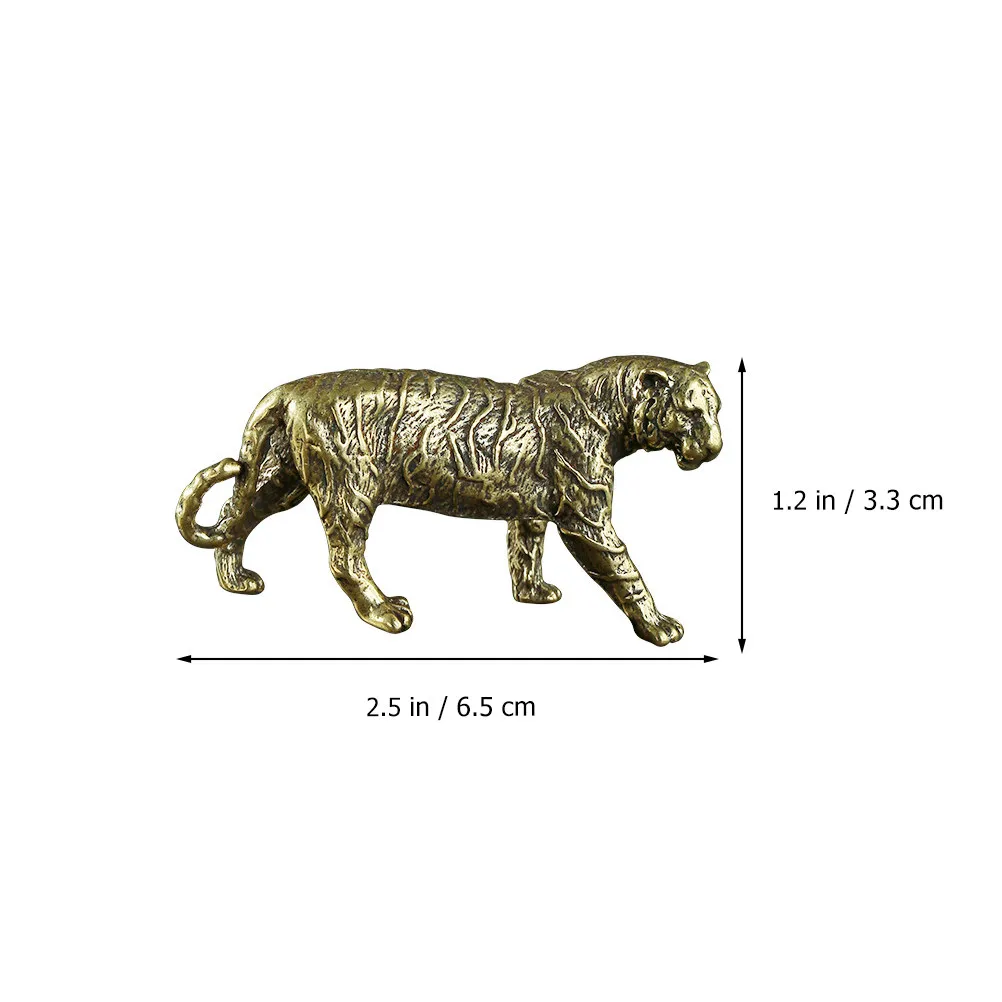 Brass Tiger Ornament Sturdy Retro Animals Decoration Rustic Zodiac Tiger Craft Desktop Office Home Brass Animals Decoration view 4