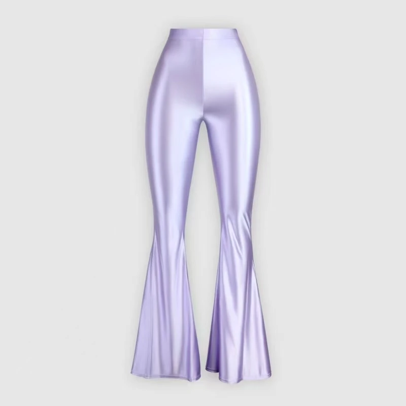 KNOW DREAM Colored Shiny Silky Sun Sports Comfort Slim Look Everything Fitness Dance High Waist Tight BellBottoms