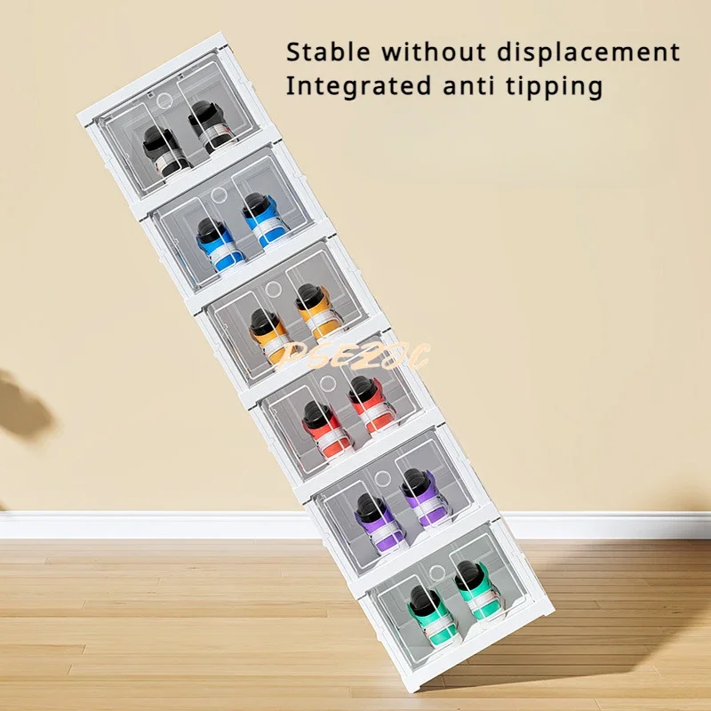 Household Multi-layer Shoe Storage Cabinet Dustproof Shoe Box Simple Plastic Transparent Foldable Shoe Cabinet