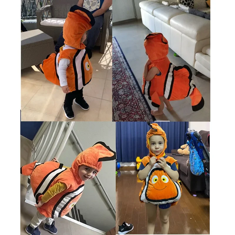 Costume de Cosplay de Petit Poisson Jaune à Capuche pour Bébé, Déguisement d'Anime Nemo, Aventure d'Halloween