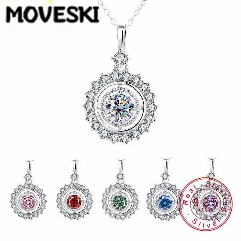 

Кулон-подвеска MOVESKI из стерлингового серебра 925 пробы с муассанитом | Ожерелье с подвеской в виде танцующего подсолнуха 1CT для женщин, изысканные ювелирные украшения