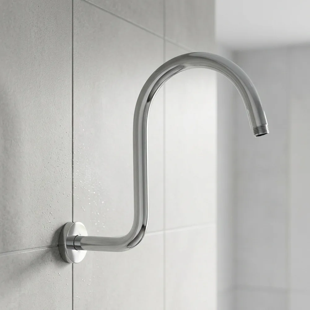 Bathroom Shower Riser S Curved Shower Arm For Comfortable Overhead Showering Anti-rust Construction Solid Metal Material