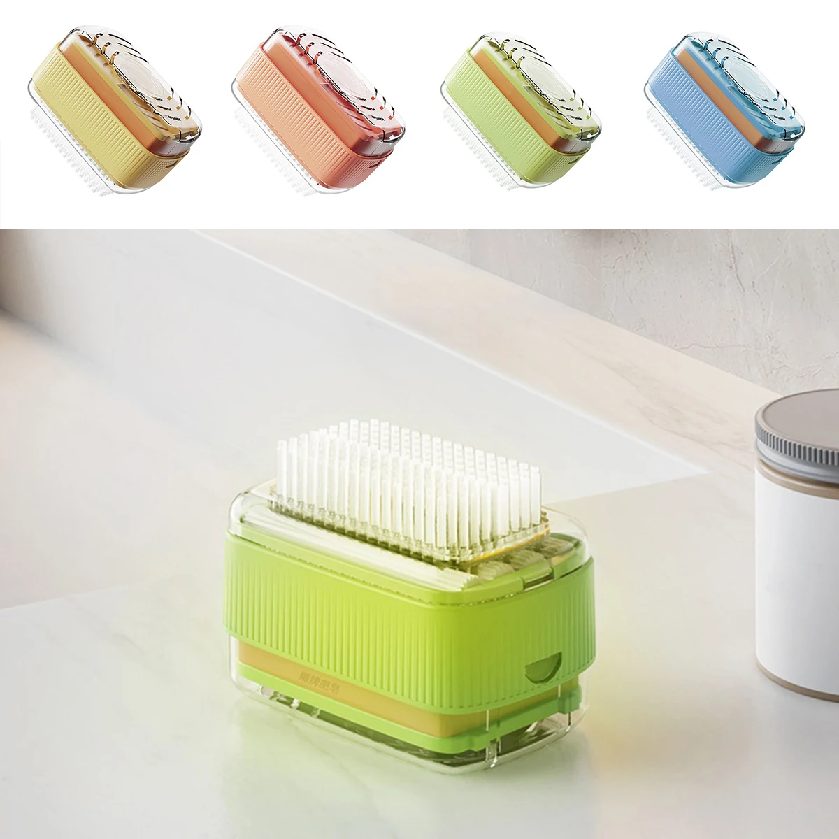 Multifunctional Soap Dish Portable Plastic Drum Soap Case With Laundry Brush Bathroom Shoes Cleaning Brush Household Storage