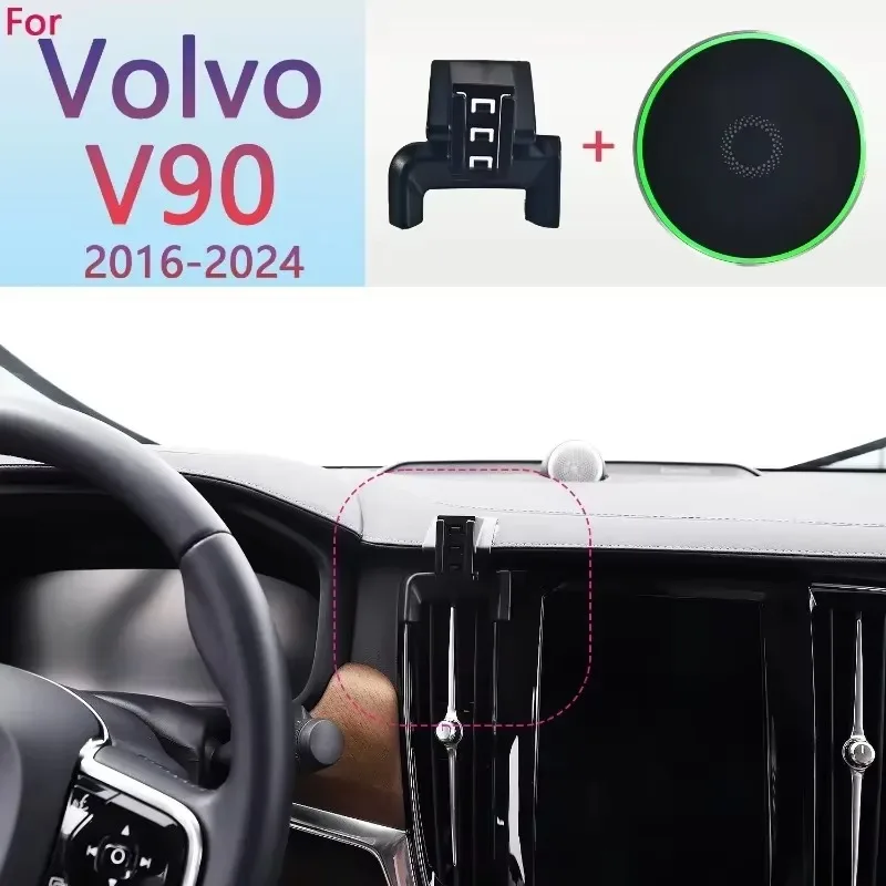 

Magnetic Car Phone Holder MagSafe Base For Volvo V90 2016 2017 2018 2019 2020 2021 2022-2024 15W Wireless Charging Phone Stand