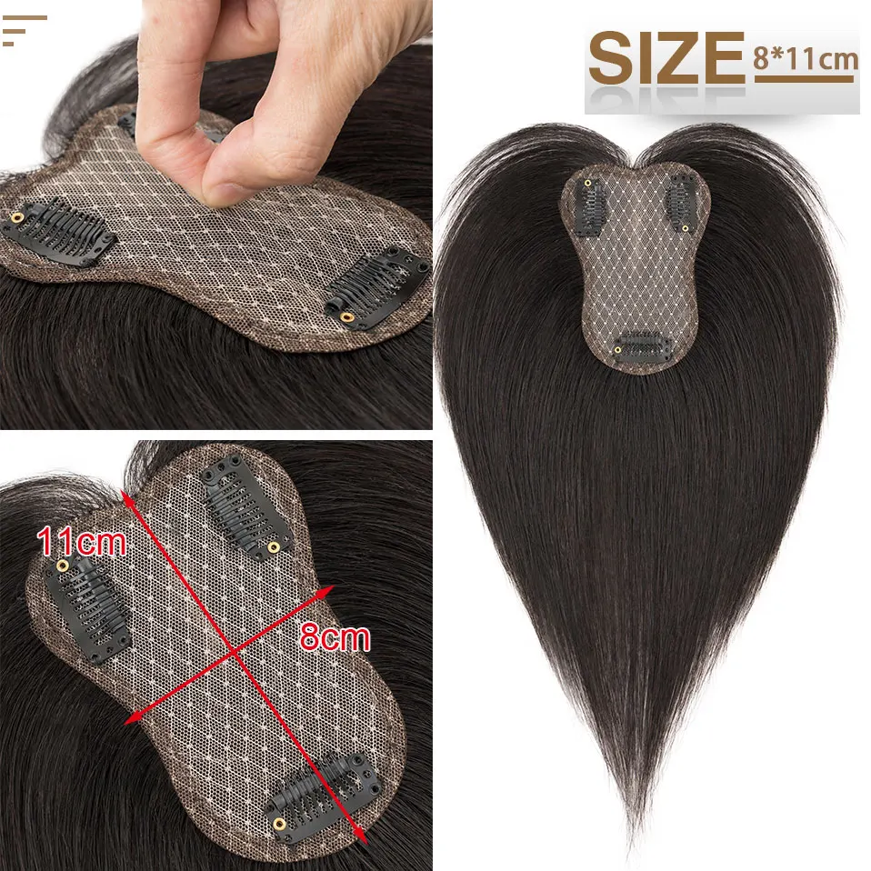 S-noilite الشعر القبعات العالية للنساء شعر بشري حقيقي توبر 10 بوصة ربطة اليد رقيق كليب في أعلى قطع الشعر ثلاثية الأبعاد 360 ° غطاء إضافة حجم #2